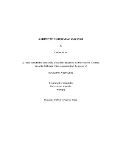 A History of the Iroquoian Languages