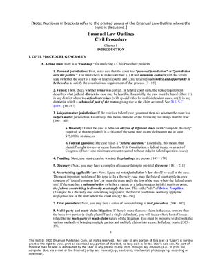 Emanuel Law Outlines: Civil Procedure
