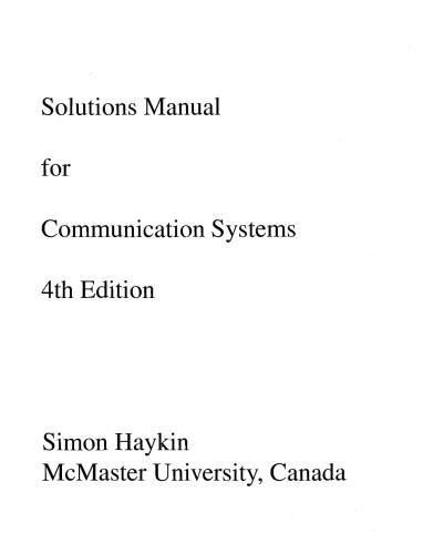 Solutions Manual for Communication Systems
