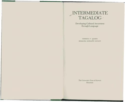 Intermediate Tagalog. Developing Cultural Awareness through Language