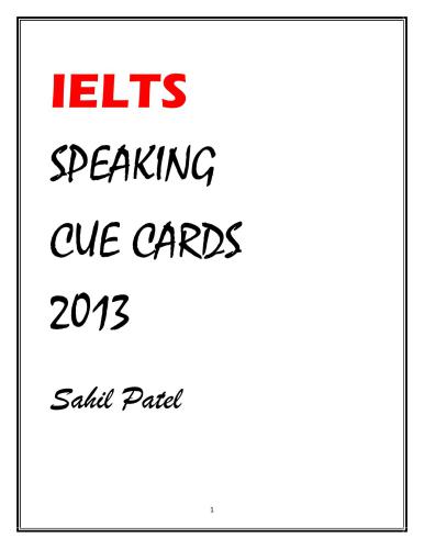 IELTS Speaking Cue Cards 2013