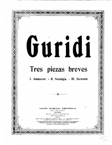 Tres piezas breves: Amanecer. Nostalgia. Serenata