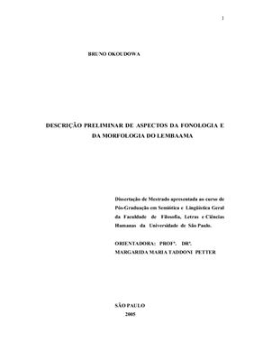 Descrição preliminar de aspectos da fonologia e da morfologia do Lembaama