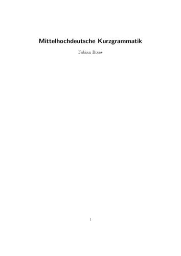 Mittelhochdeutsche Kurzgrammatik