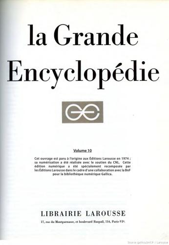 Larousse. La Grande encyclopédie. Tom 10