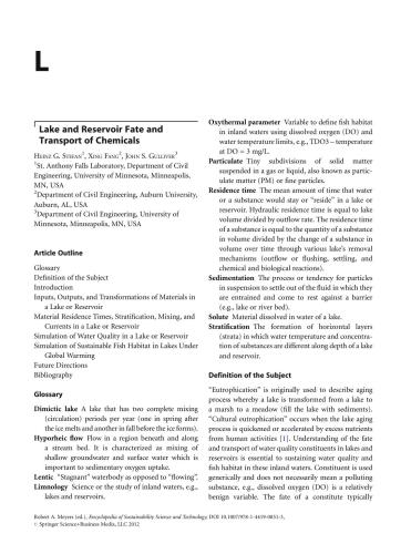 Encyclopedia of Sustainability Science and Technology. Part 2: L-W