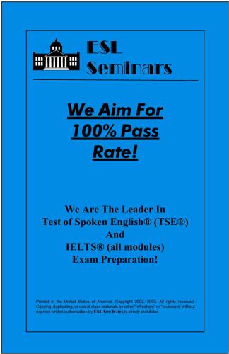 ESL Seminars - We aim for 100% Pass Rate!