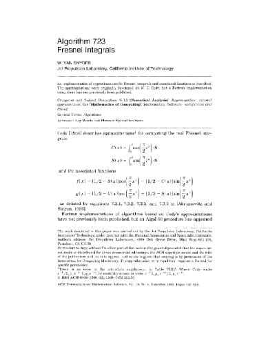 Algorithm 723 (Fresnel integrals)