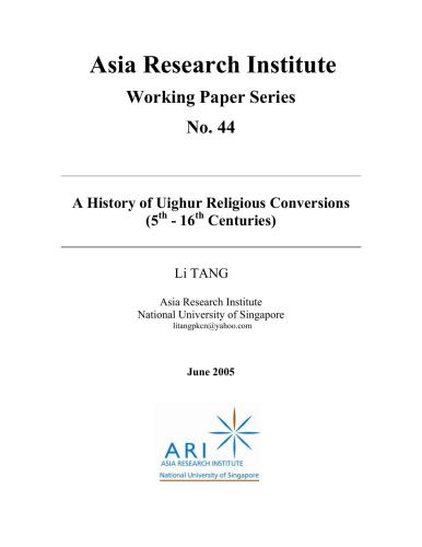 A history of Uighur religious conversions (5th - 16th centuries)