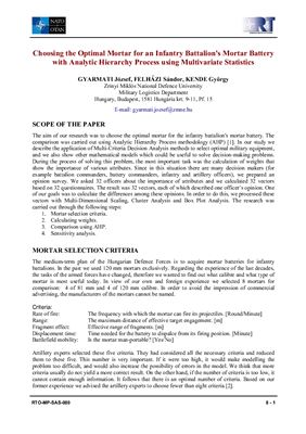 Choosing the optimal mortar for an infantry battalion's mortar battery with analytic hierarchy process using multivariate statistics