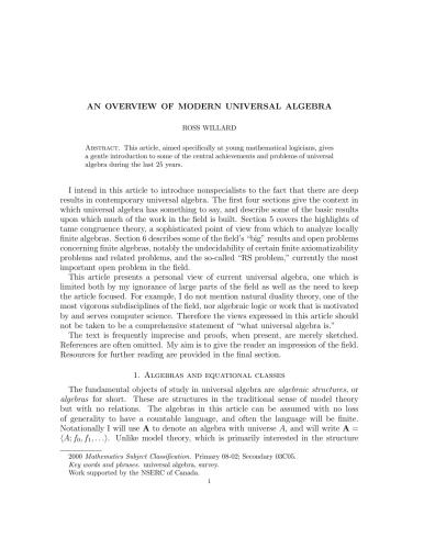 Overview of Modern Universal Algebra