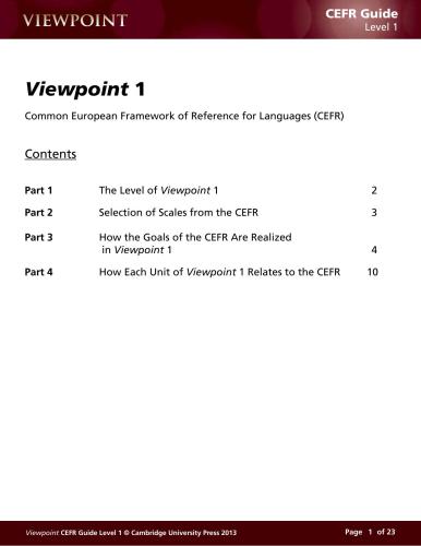 Viewpoint 1 CEFR Guide