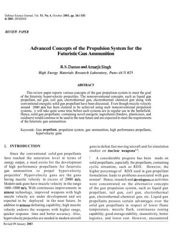 Advanced concepts of the propulsion system for the futuristic gun ammunition