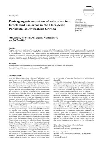 Post-agrogenic evolution of soils in ancient Greek land use areas in the Herakleian Peninsula, southwestern Crimea