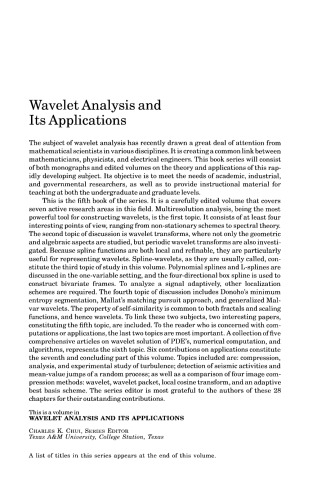 Wavelets: Theory, Algorithms, and Applications