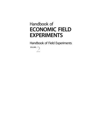 Handbook of Economic Field Experiments