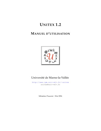 Unitex 1.2 - Manuel d’utilisation