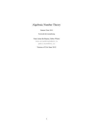 Algebraic Number Theory [Lecture notes]