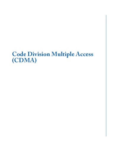 Code Division Multiple Access CDMA Synthesis Lectures on Commnunications