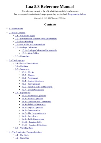 Lua 5.3 Reference Manual