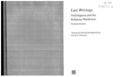 Last Writings: Nothingness and the Religious Worldview