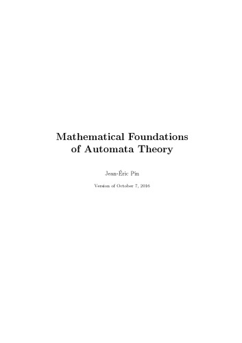 Mathematical foundations of automata theory