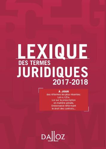 Lexique des termes juridiques 2017-2018