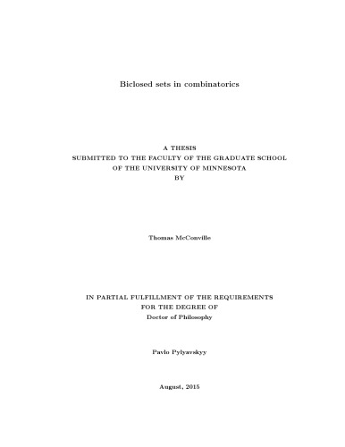 Biclosed sets in combinatorics [PhD thesis]