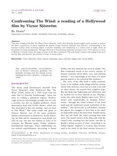 Confronting The Wind: a reading of a Hollywood film by Victor Sjöström