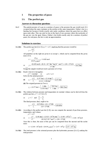 Physical Chemistry Solutions