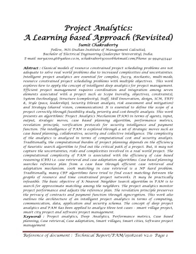 Project Analytics: A Learning based Approach (Revisited)