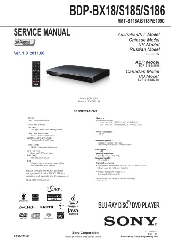 Sony BDP-S185 Service Manual