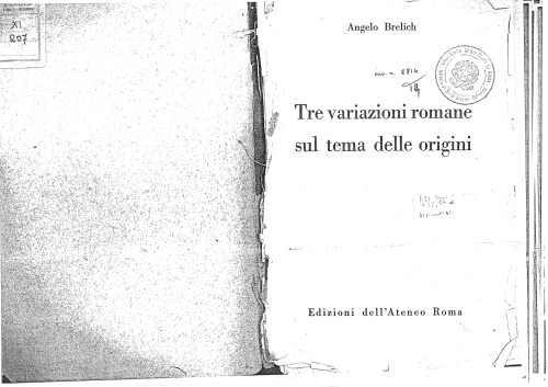 Tre variazioni romane sul tema delle origini