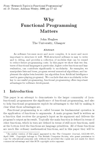 Why Functional Programming matters    (2008)