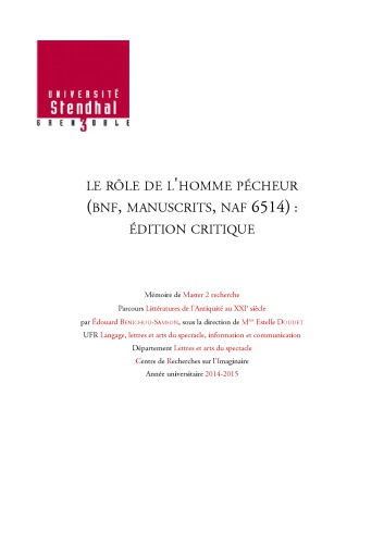 Le rôle de l’homme pécheur (BNF, Manuscrits, NAF 6514)