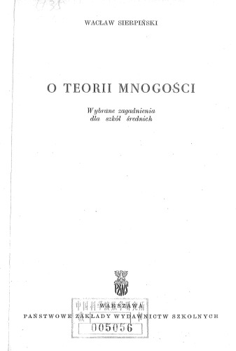 O teorii mnogości: wybrane zagadnienia dla szkół średnich