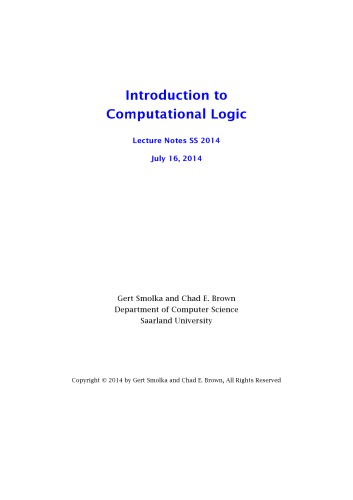 Introduction to Computational Logic (SS 2014) [lecture notes]