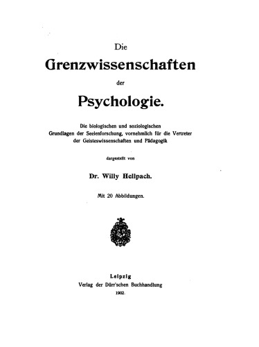 Die Grenzwissenschaften der Psychologie