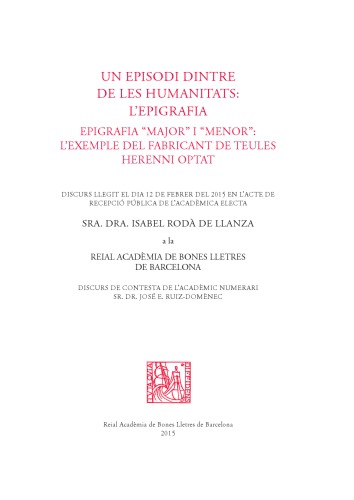 Un episodi dintre de les humanitats : l’epigrafia : epigrafia 