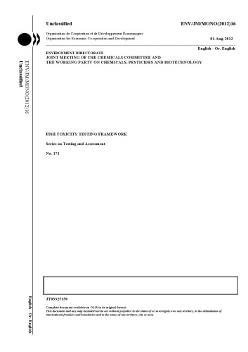 Fish Toxicity Testing Framework Organisation for Economic Co-operation and Development