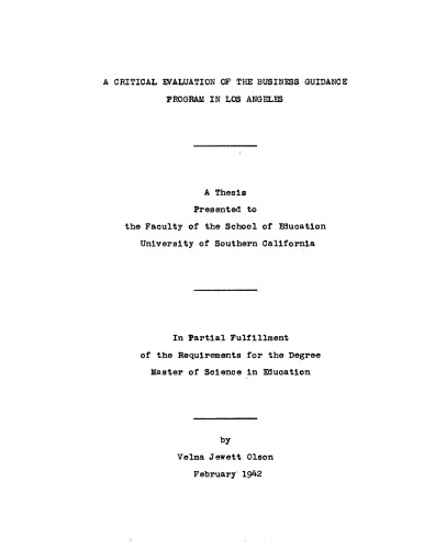 A critical evaluation of the business guidance program in Los Angeles