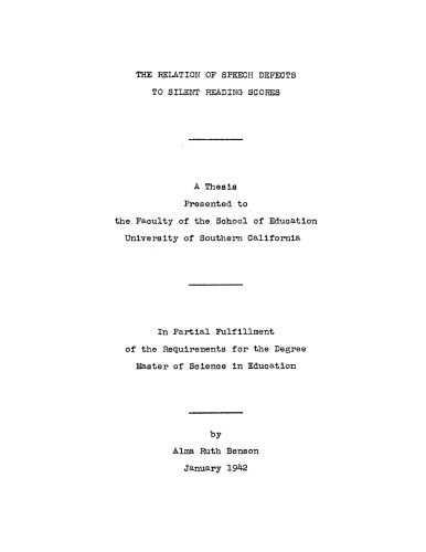 The relation of speech defects to silent reading scores