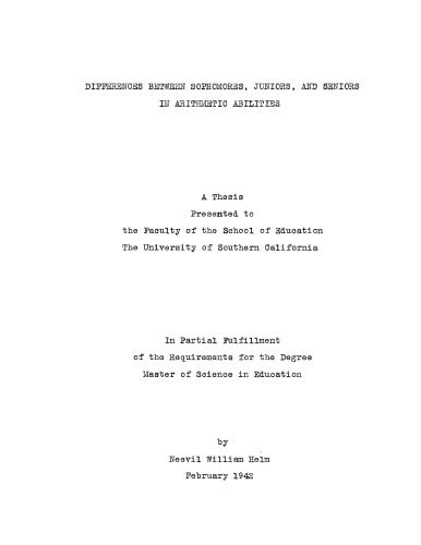 Differences between sophomores juniors and seniors in arithmetic abilities