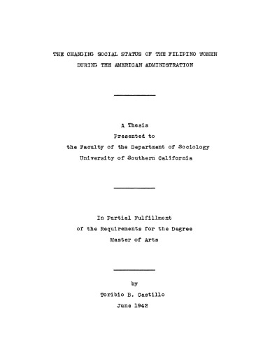 The changing social status of the Filipino women during the American administration