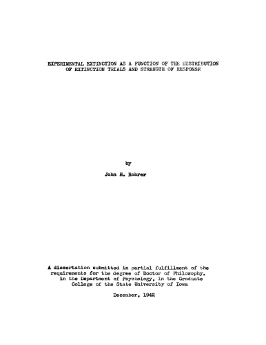 Experimental extinction as a function of the distribution of extinction trials and strength of response