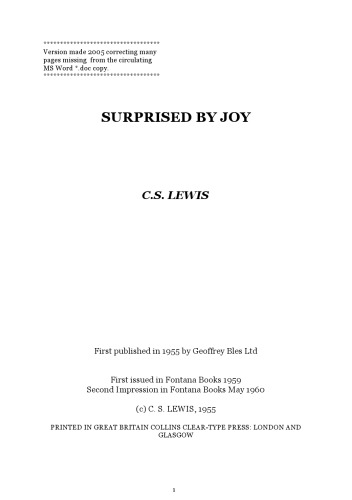 Surprised by Joy (autobiography)