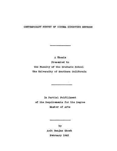 Contemporary survey of cinema directing methodsContemporary survey of cinema directing methods