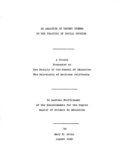 An analysis of recent trends in the teaching of social studies