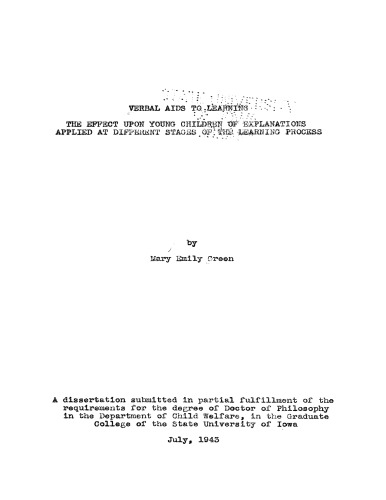 Verbal aids to learning: The effect upon young children of explanations applied at different stages of the learning process