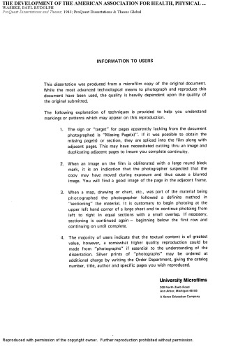 THE DEVELOPMENT OF THE AMERICAN ASSOCIATION FOR HEALTH, PHYSICAL EDUCATION, AND RECREATION AND ITS RELATIONSHIP TO PHYSICAL EDUCATION IN THE UNITED STATES